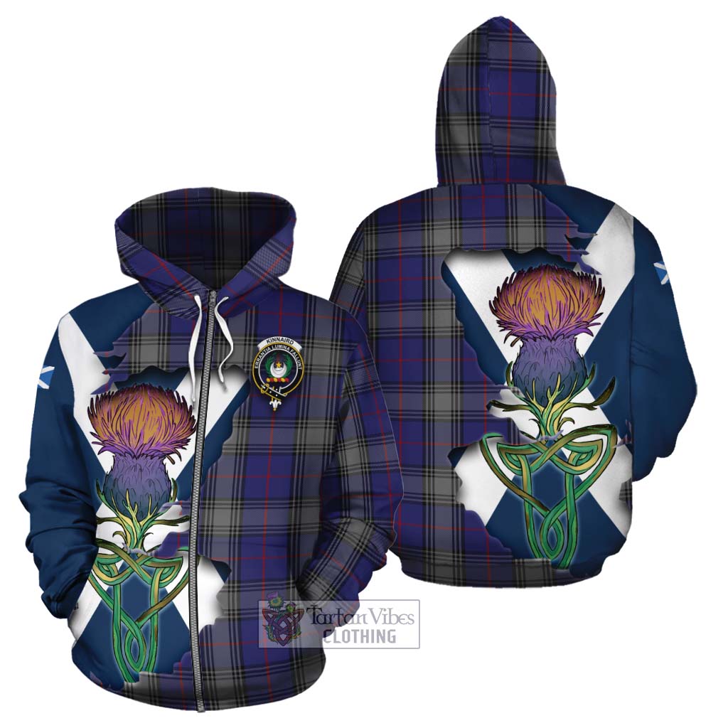 Tartan Vibes Clothing Kinnaird Tartan Family Crest Cotton Hoodie Scottish Thistle Celtic Inspired