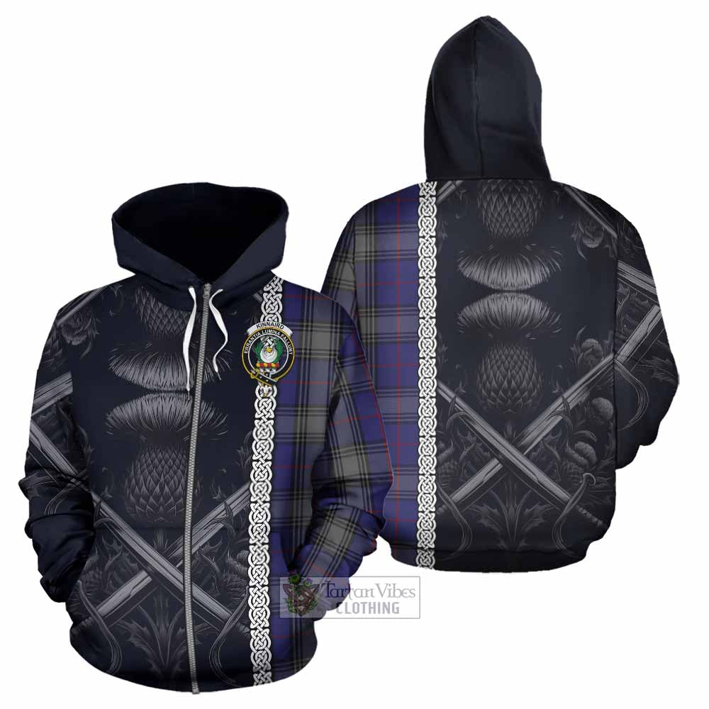 Tartan Vibes Clothing Kinnaird Tartan Hoodie with Family Crest Cross Sword Thistle Celtic Vibes