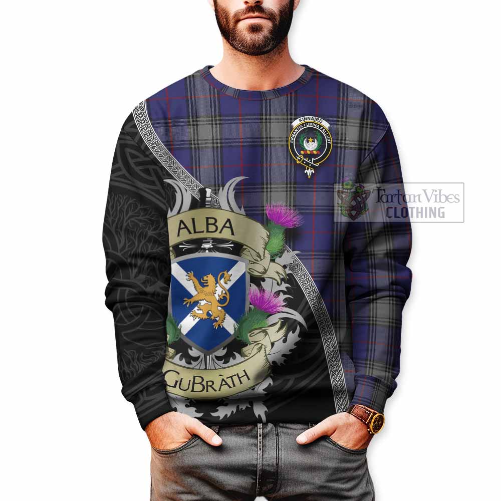 Tartan Vibes Clothing Kinnaird Tartan Family Crest Sweatshirt Lion Rampant Royal Thistle Shield Celtic Inspired