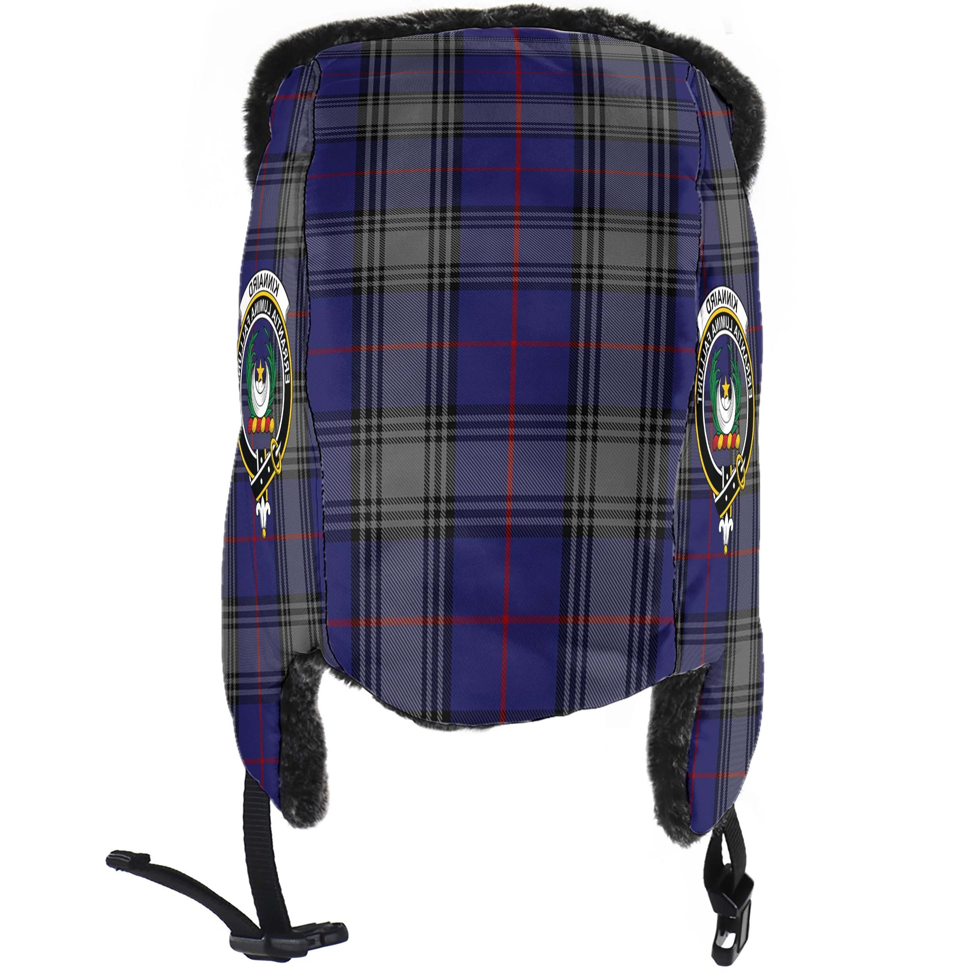 Kinnaird Tartan Winter Trapper Hat with Family Crest - Tartanvibesclothing