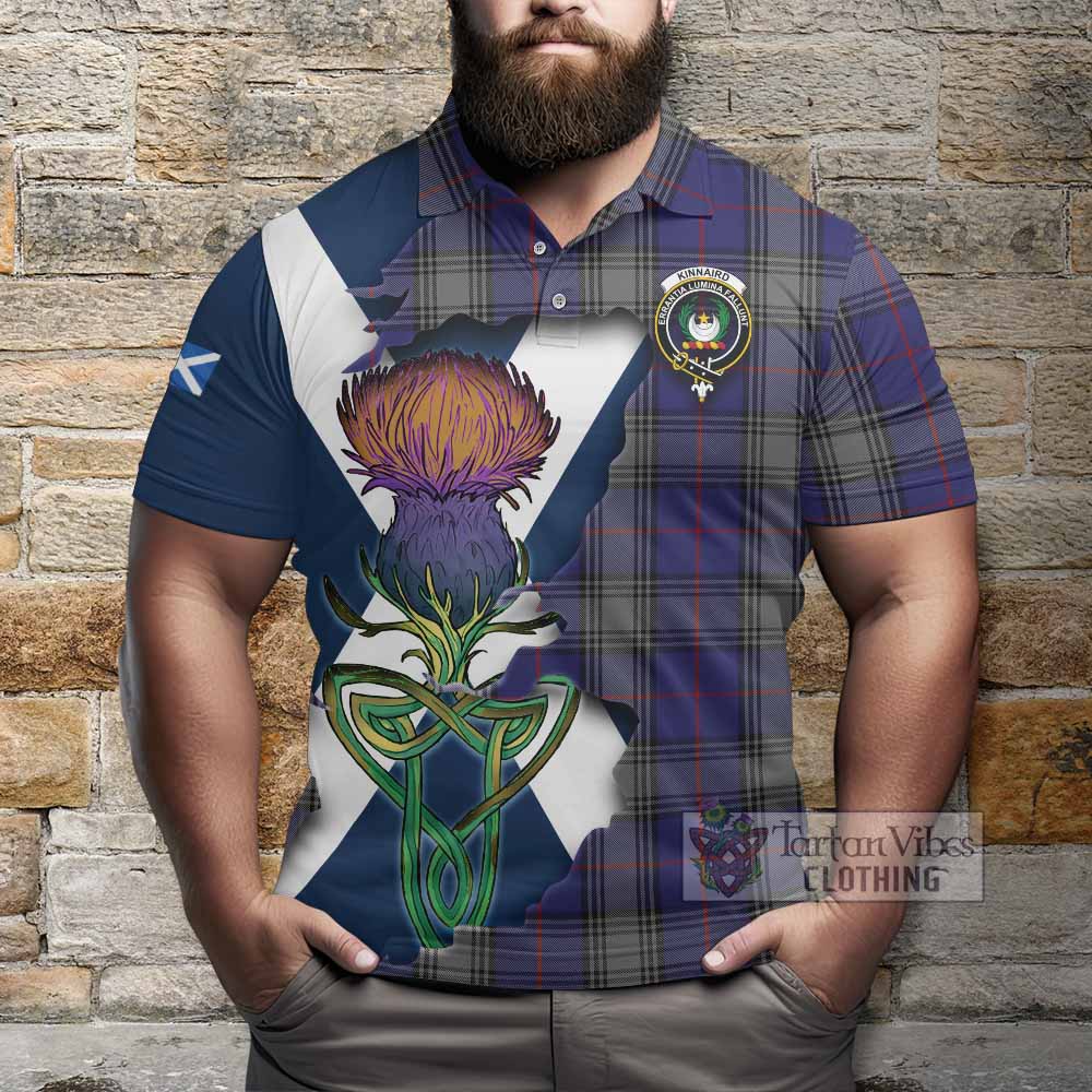 Tartan Vibes Clothing Kinnaird Tartan Family Crest Polo Shirt Scottish Thistle Celtic Inspired