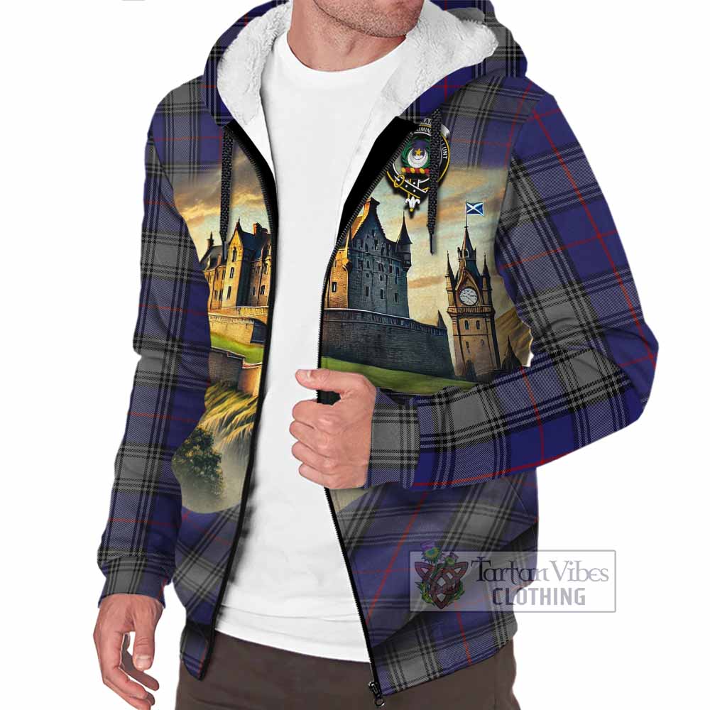 Tartan Vibes Clothing Kinnaird Tartan Family Crest Sherpa Hoodie with Scottish Ancient Castle Style