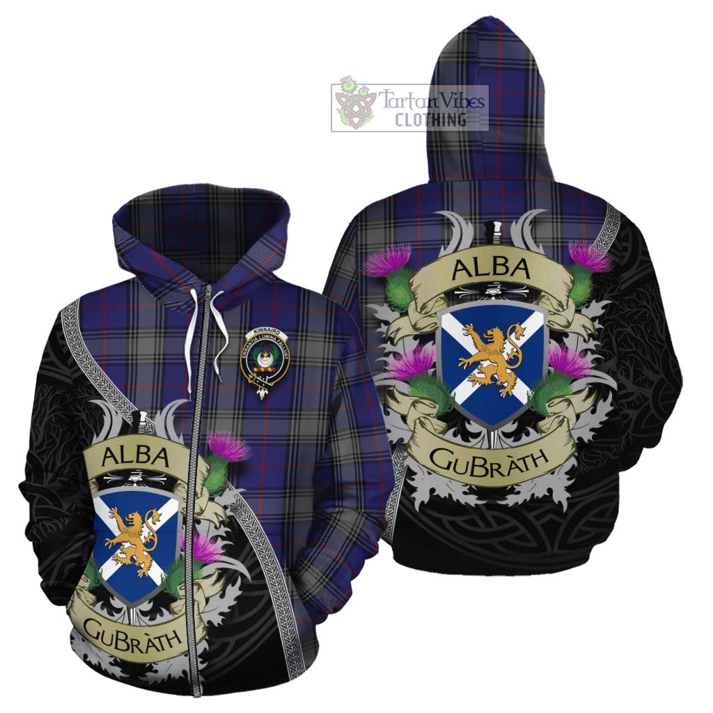 Tartan Vibes Clothing Kinnaird Tartan Family Crest Cotton Hoodie Lion Rampant Royal Thistle Shield Celtic Inspired