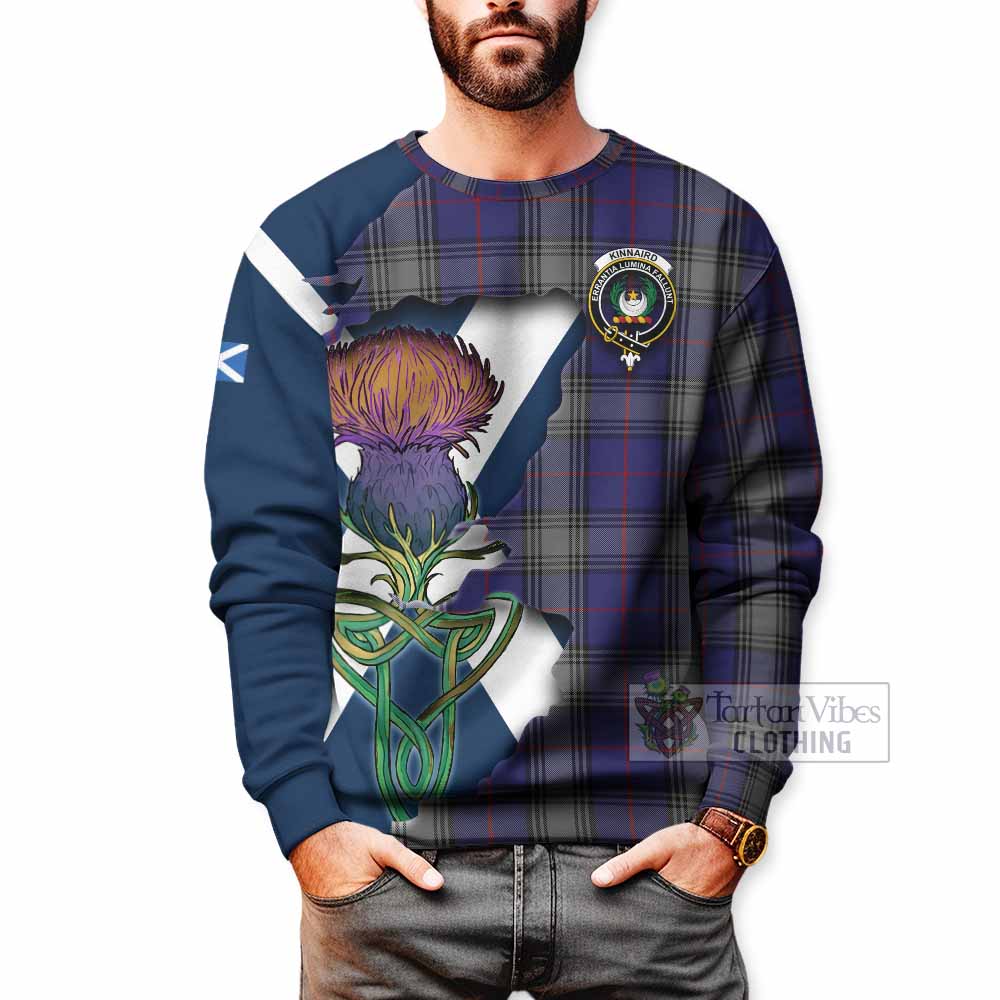 Tartan Vibes Clothing Kinnaird Tartan Family Crest Sweatshirt Scottish Thistle Celtic Inspired