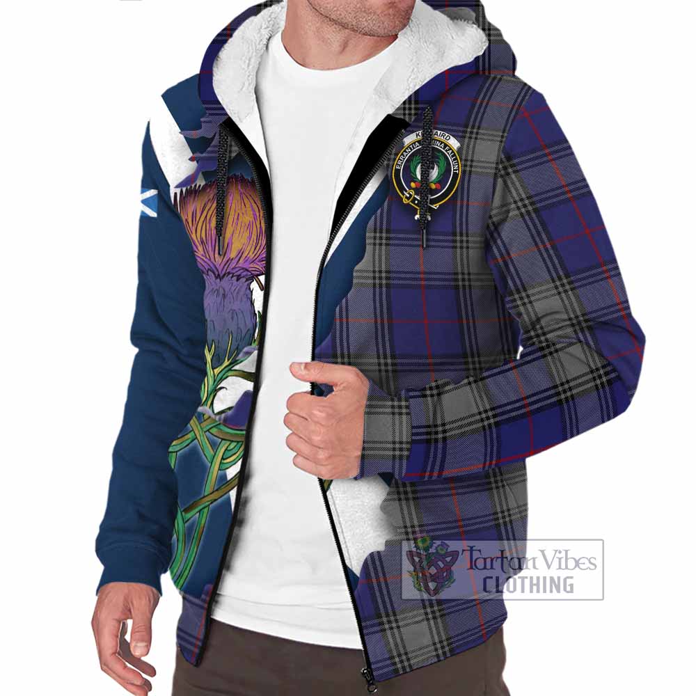 Tartan Vibes Clothing Kinnaird Tartan Family Crest Sherpa Hoodie Scottish Thistle Celtic Inspired
