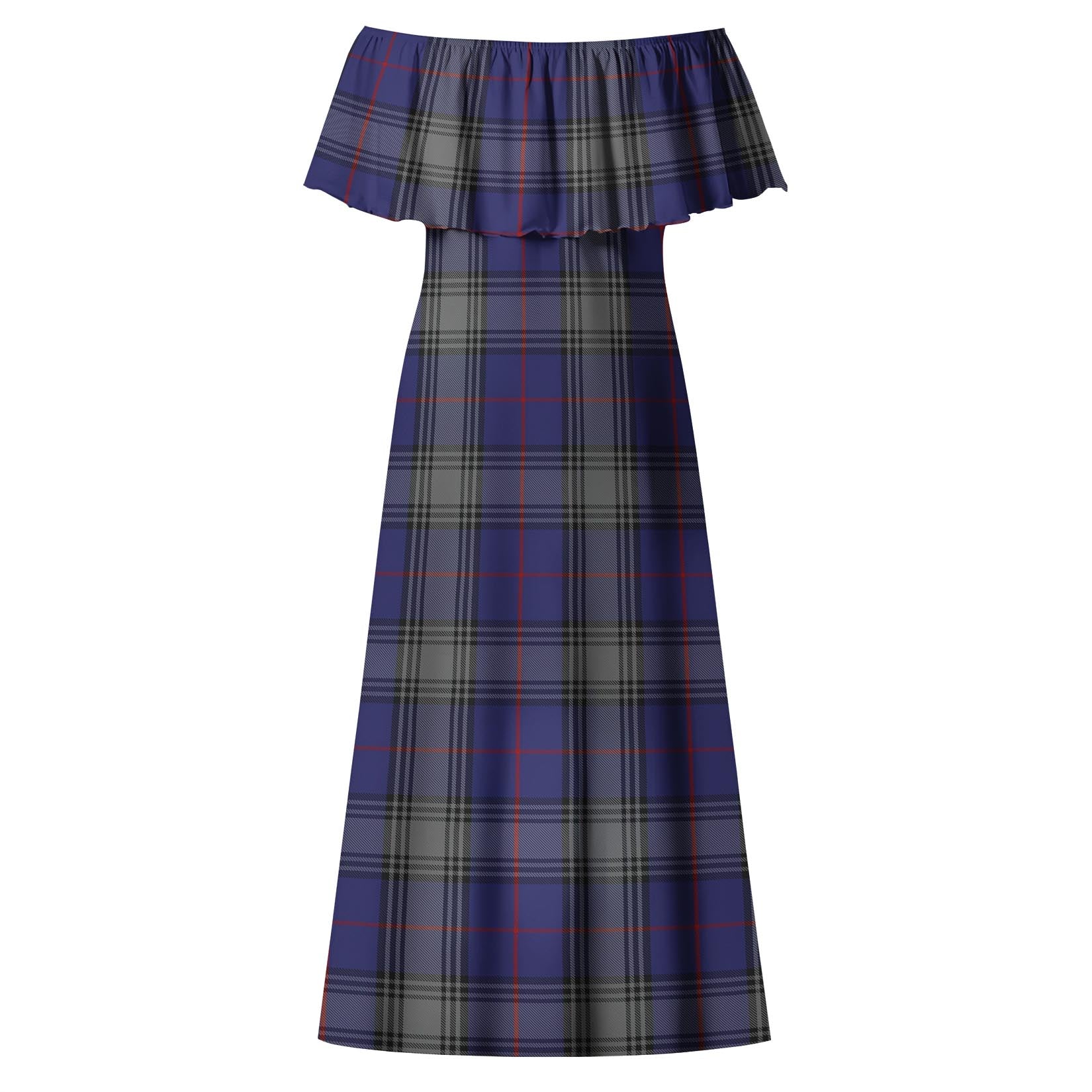 Kinnaird Tartan Off Shoulder Long Dress - Tartanvibesclothing
