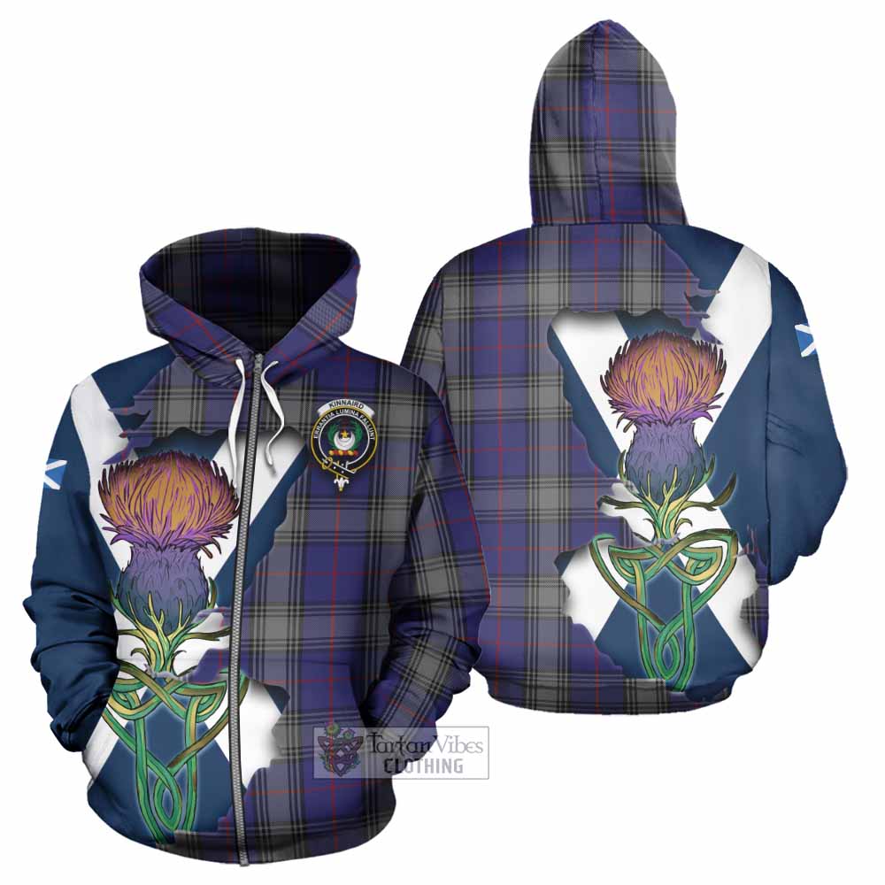Kinnaird Tartan Family Crest Hoodie Scottish Thistle Celtic Inspired Zip Hoodie - Tartan Vibes Clothing