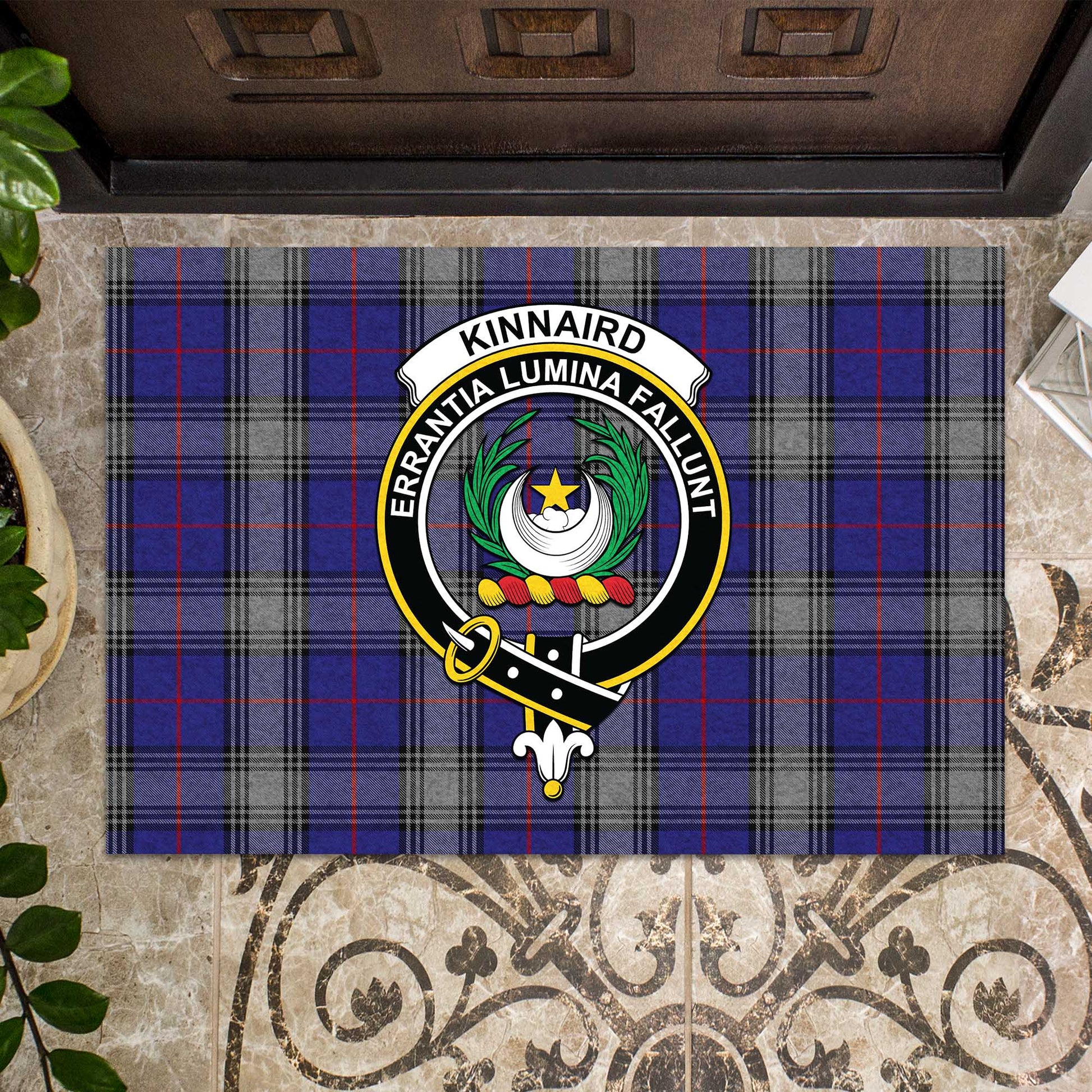 Kinnaird Tartan Door Mat with Family Crest - Tartanvibesclothing
