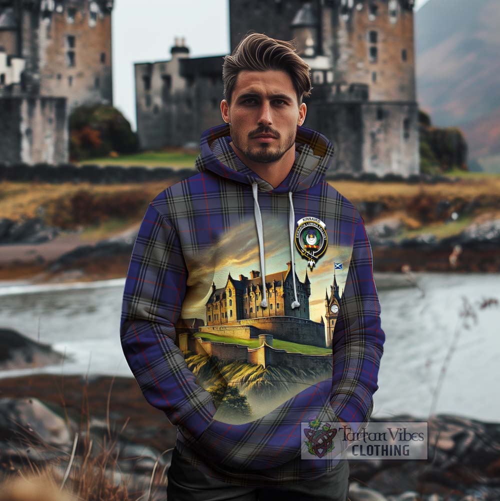 Tartan Vibes Clothing Kinnaird Tartan Family Crest Cotton Hoodie with Scottish Ancient Castle Style