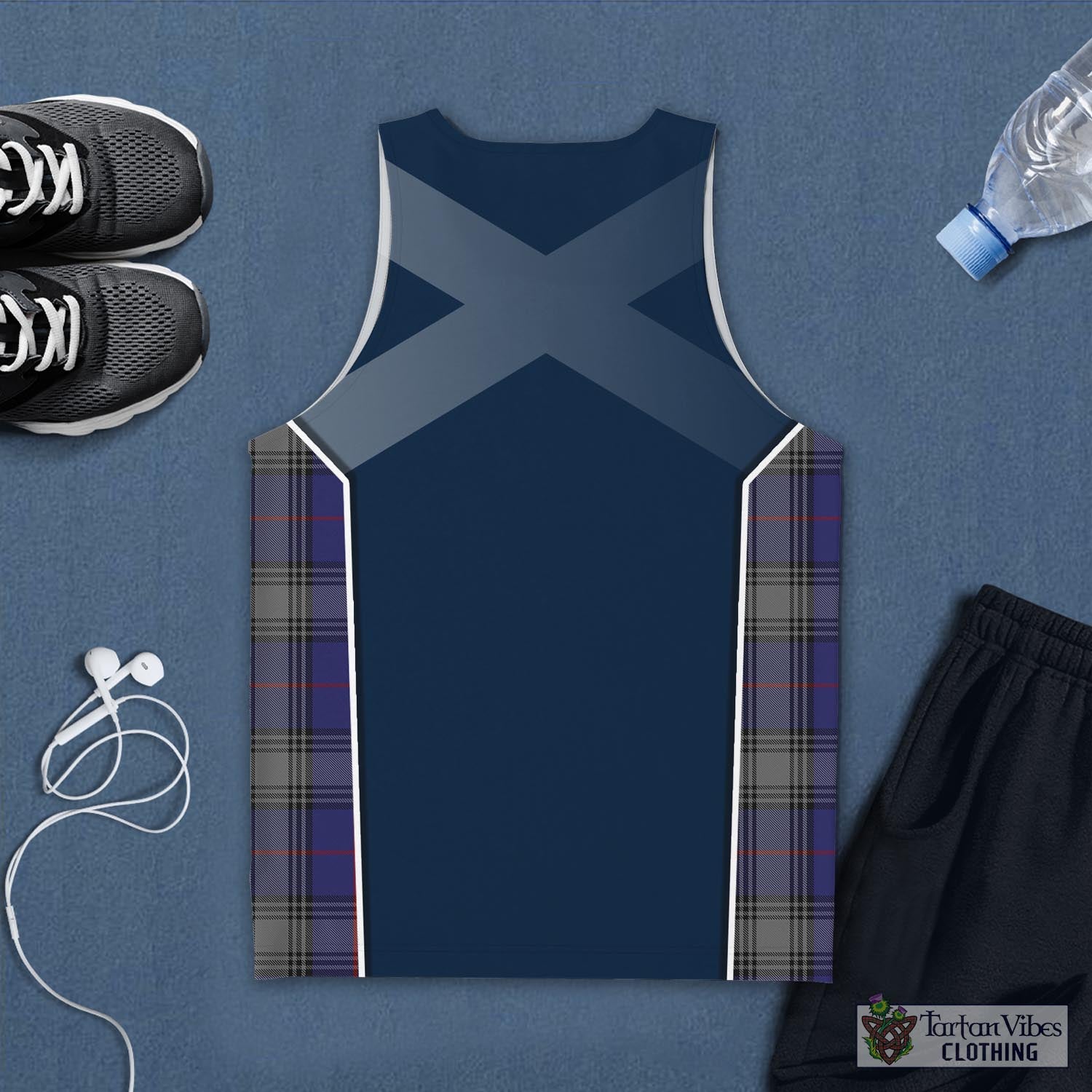 Tartan Vibes Clothing Kinnaird Tartan Men's Tanks Top with Family Crest and Scottish Thistle Vibes Sport Style