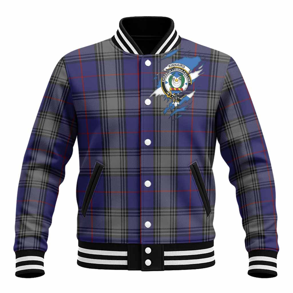 Kinnaird Clan Crest In Me Tartan Baseball Jacket Scotland Flag Style