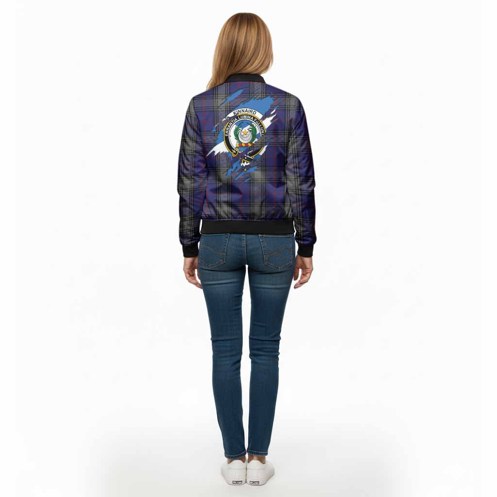 Kinnaird Clan Crest In Me Tartan Bomber Jacket Scotland Flag Style