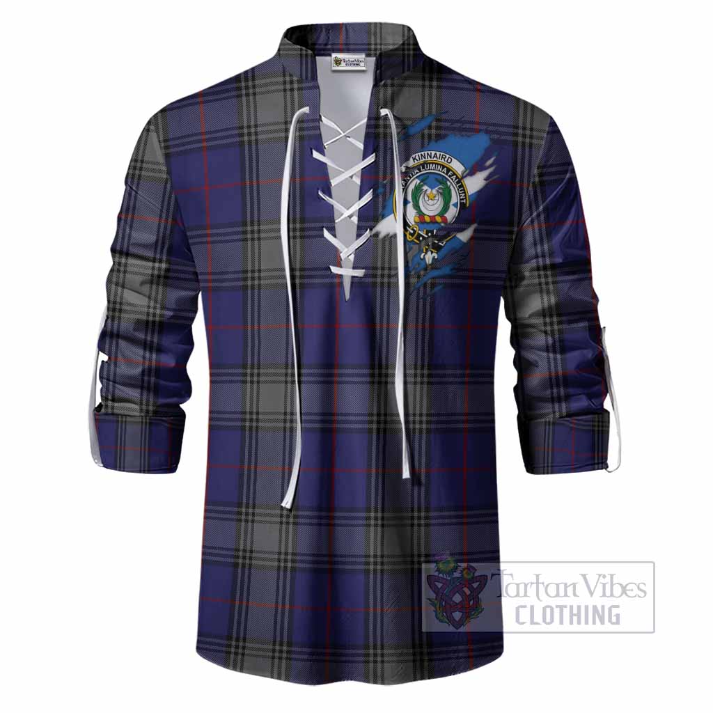 Kinnaird Clan Crest In Me Tartan Ghillie Shirt Scotland Flag Style