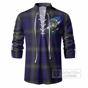Kinnaird Clan Crest In Me Tartan Ghillie Shirt Scotland Flag Style