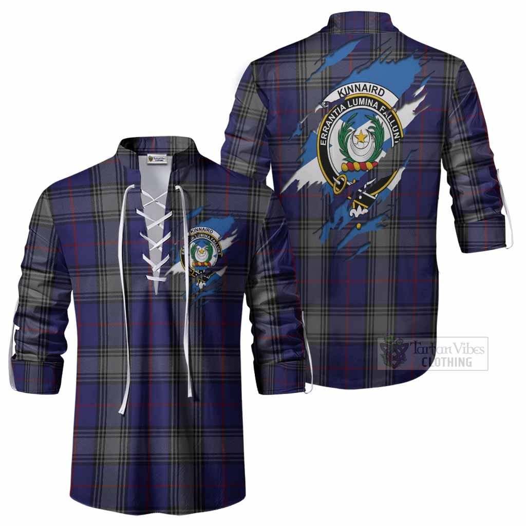 Kinnaird Clan Crest In Me Tartan Ghillie Shirt Scotland Flag Style