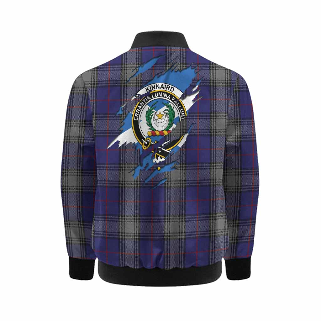 Kinnaird Clan Crest In Me Tartan Kid Bomber Jacket Scotland Flag Style