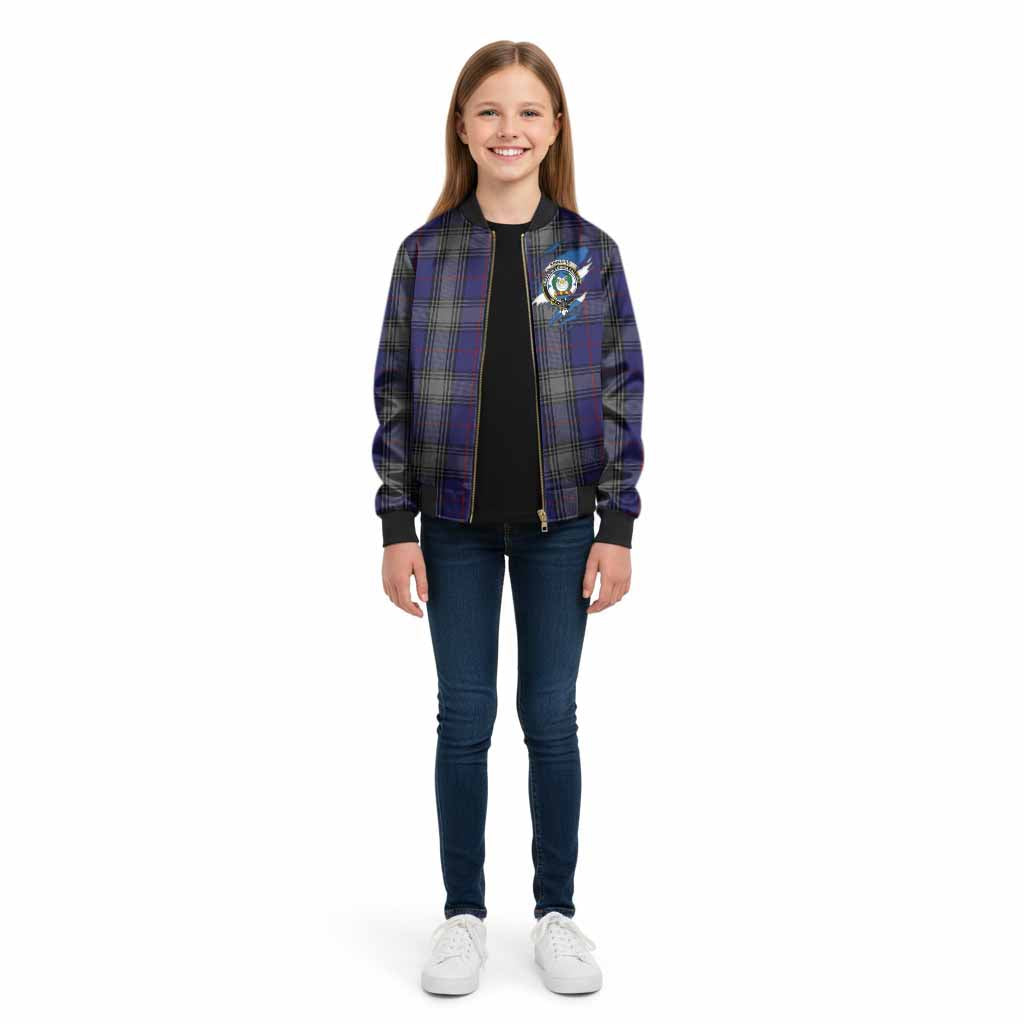 Kinnaird Clan Crest In Me Tartan Kid Bomber Jacket Scotland Flag Style