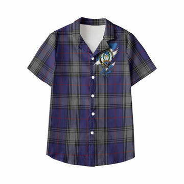 Kinnaird Clan Crest In Me Tartan Kid Hawaiian Shirt Scotland Flag Style