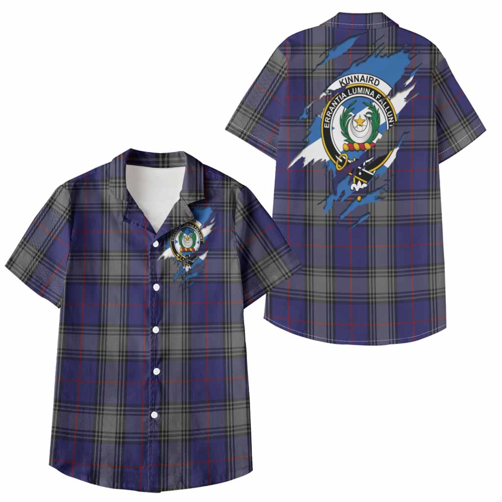 Kinnaird Clan Crest In Me Tartan Kid Hawaiian Shirt Scotland Flag Style