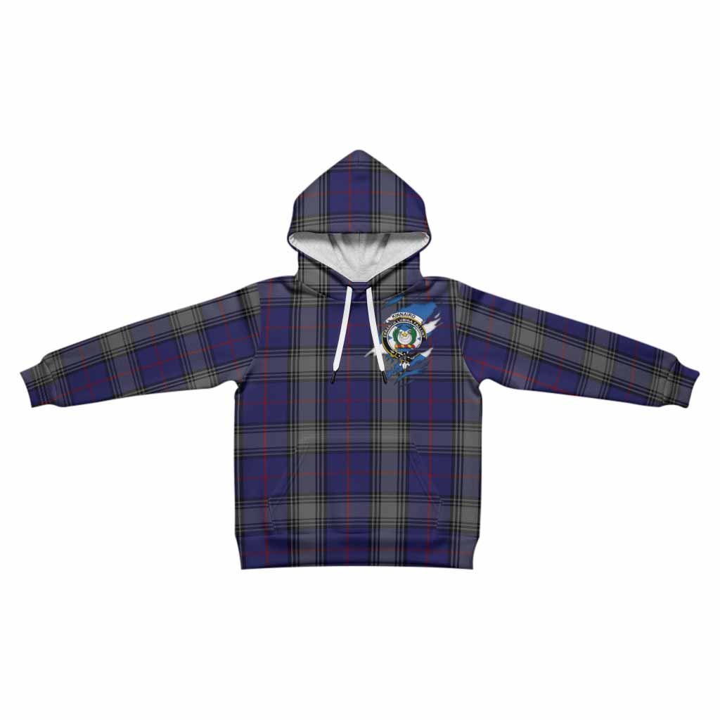 Kinnaird Clan Crest In Me Tartan Kid Hoodie Scotland Flag Style