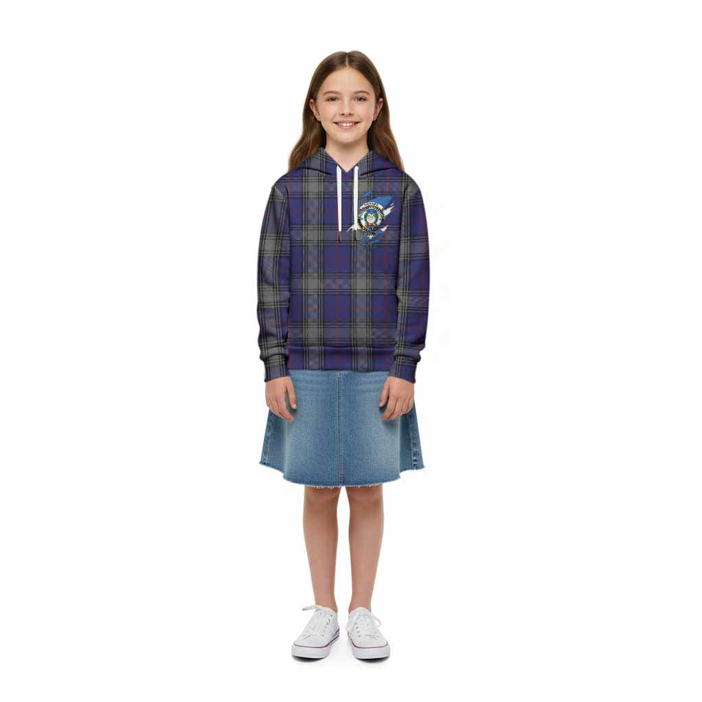 Kinnaird Clan Crest In Me Tartan Kid Hoodie Scotland Flag Style