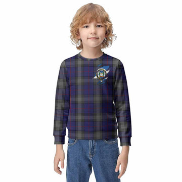 Kinnaird Clan Crest In Me Tartan Kid Knitted Sweatshirt Scotland Flag Style