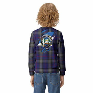 Kinnaird Clan Crest In Me Tartan Kid Knitted Sweatshirt Scotland Flag Style