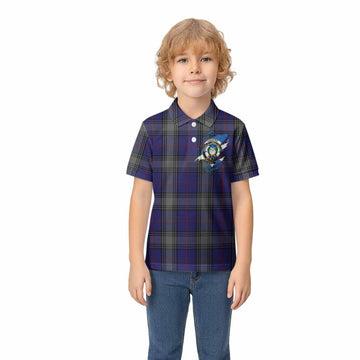 Kinnaird Clan Crest In Me Tartan Kid Polo Shirt Scotland Flag Style