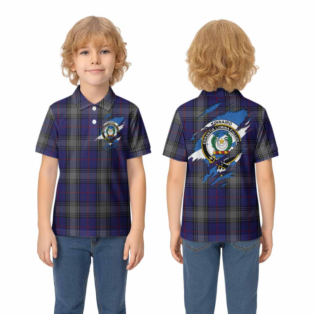 Kinnaird Clan Crest In Me Tartan Kid Polo Shirt Scotland Flag Style