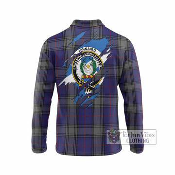 Kinnaird Clan Crest In Me Tartan Long Sleeve Polo Shirt Scotland Flag Style