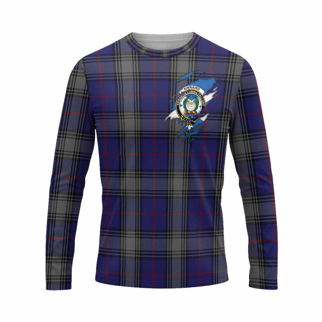 Kinnaird Clan Crest In Me Tartan Long Sleeve T-Shirt Scotland Flag Style
