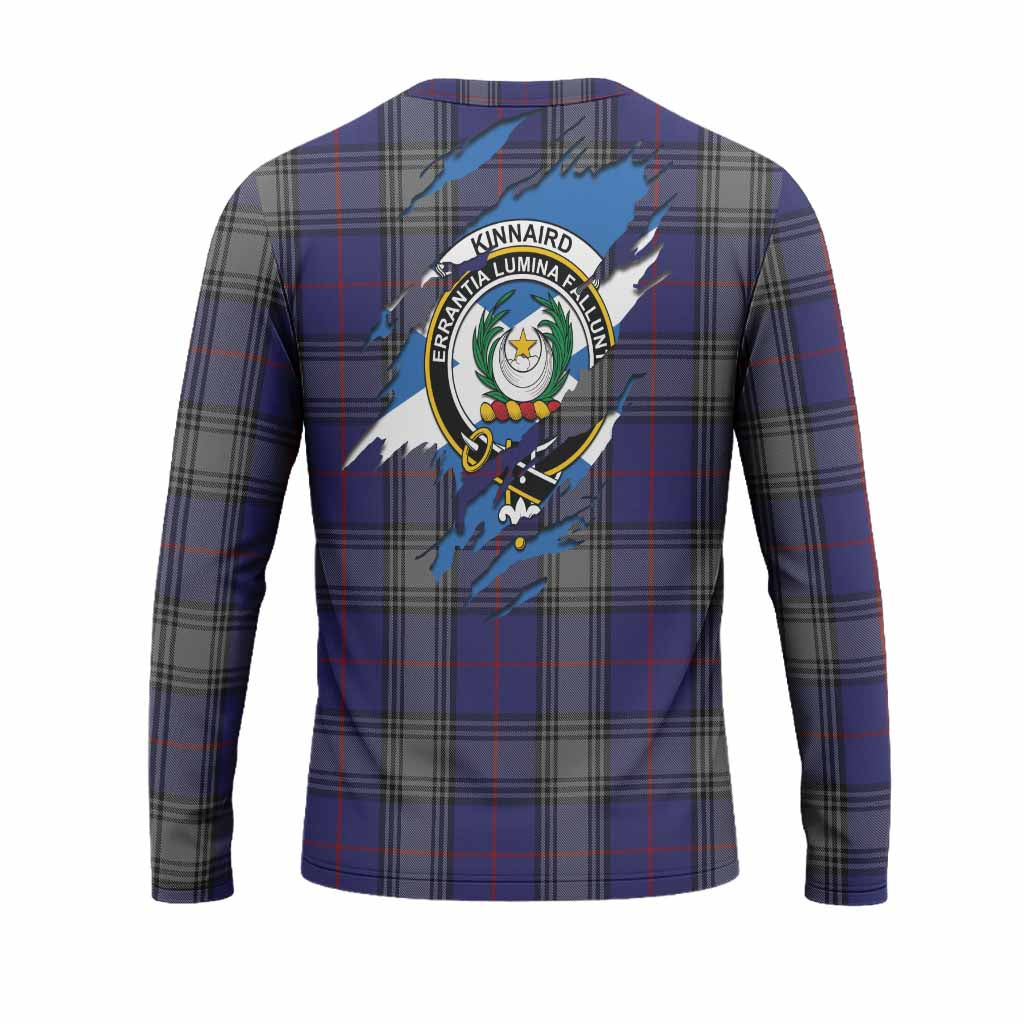 Kinnaird Clan Crest In Me Tartan Long Sleeve T-Shirt Scotland Flag Style