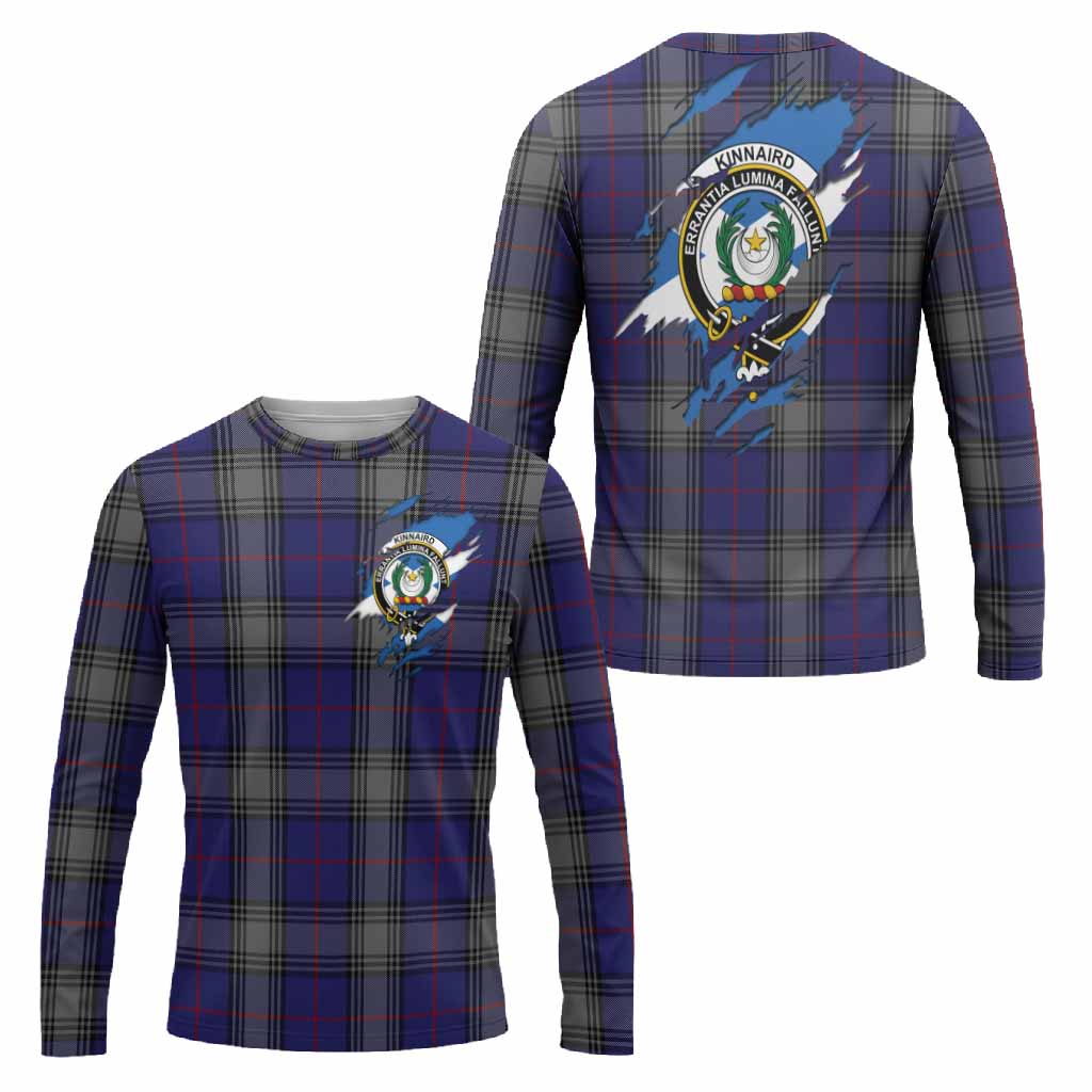 Kinnaird Clan Crest In Me Tartan Long Sleeve T-Shirt Scotland Flag Style