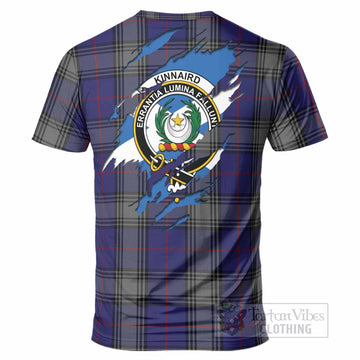 Kinnaird Clan Crest In Me Tartan T-Shirt Scotland Flag Style