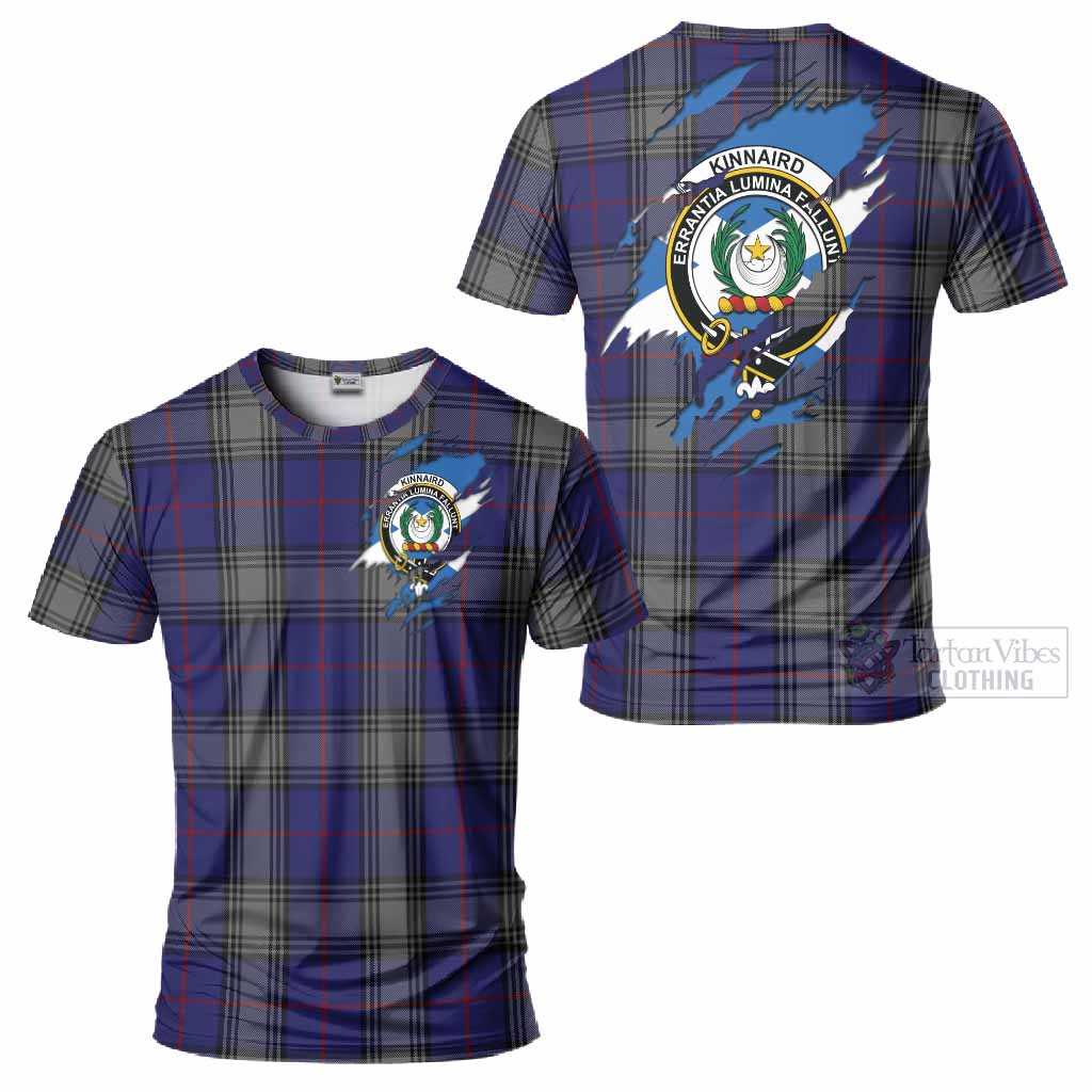 Kinnaird Clan Crest In Me Tartan T-Shirt Scotland Flag Style