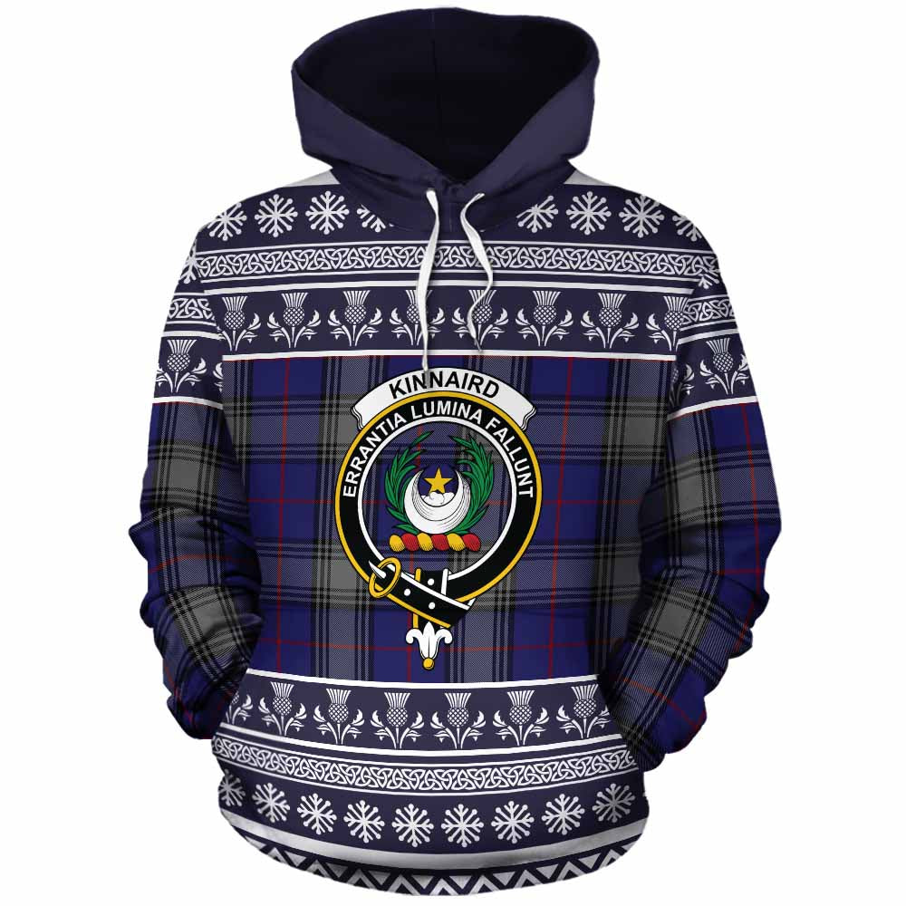 Kinnaird Clan Tartan Christmas Cotton Hoodie with Family Crest - Tartan Vibes Clothing