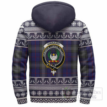 Kinnaird Clan Tartan Christmas Fleece Hoodie with Family Crest