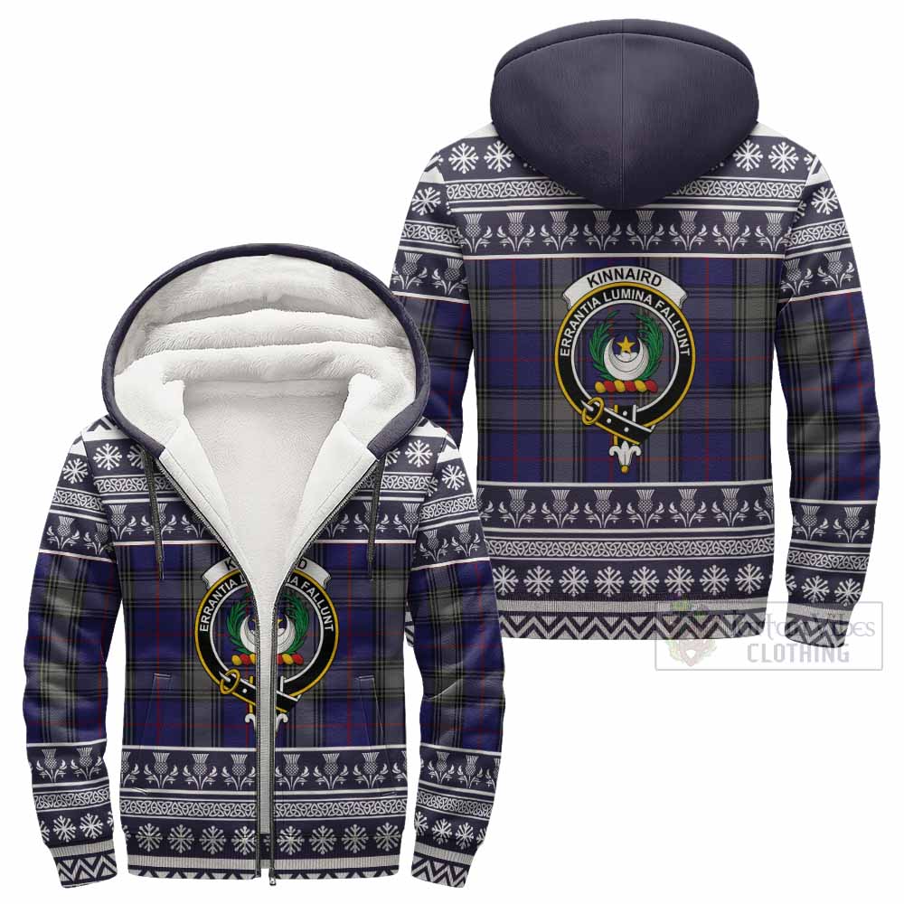 Kinnaird Clan Tartan Christmas Fleece Hoodie with Family Crest - Tartan Vibes Clothing