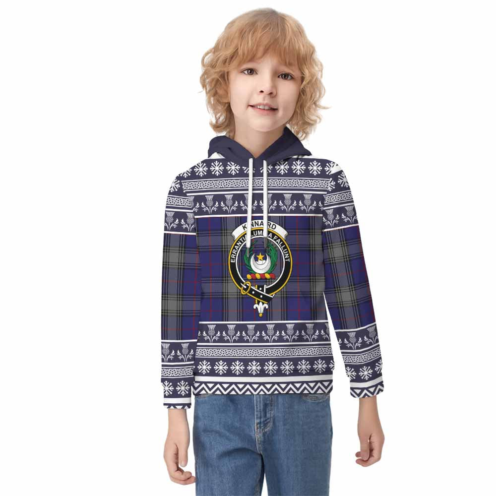 Kinnaird Clan Tartan Christmas Kid Hoodie with Family Crest - Tartan Vibes Clothing