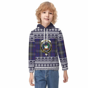Kinnaird Clan Tartan Christmas Kid Hoodie with Family Crest