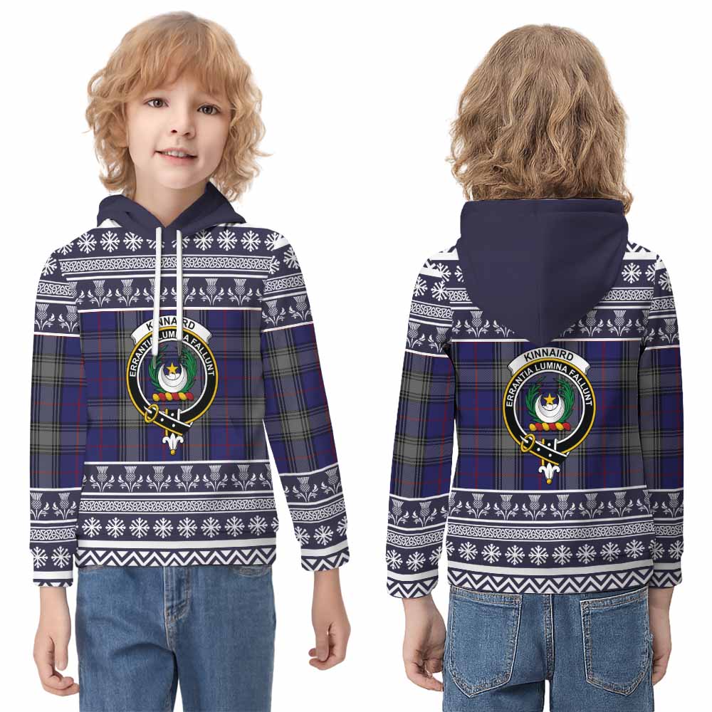 Kinnaird Clan Tartan Christmas Kid Hoodie with Family Crest - Tartan Vibes Clothing