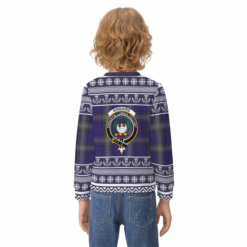 Kinnaird Clan Tartan Christmas Kid Ugly Sweatshirt with Family Crest - Tartan Vibes Clothing