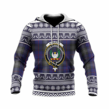 Kinnaird Clan Tartan Christmas Knitted Hoodie with Family Crest