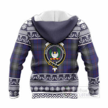 Kinnaird Clan Tartan Christmas Knitted Hoodie with Family Crest