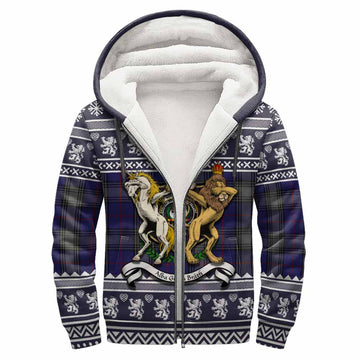 Kinnaird Clan Tartan Crest Christmas Fleece Hoodie Coat of Arms Funny Style