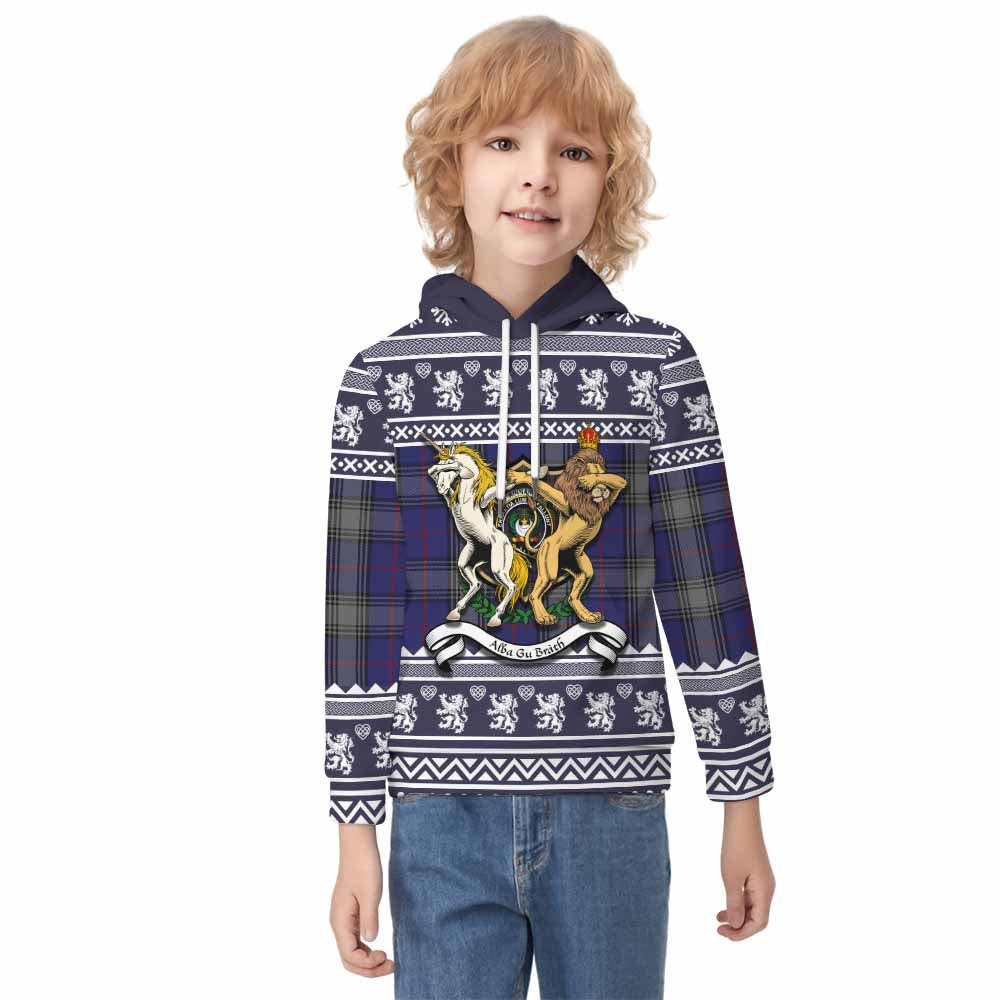 Kinnaird Clan Tartan Crest Christmas Kid Hoodie Coat of Arms Funny Style - Tartan Vibes Clothing