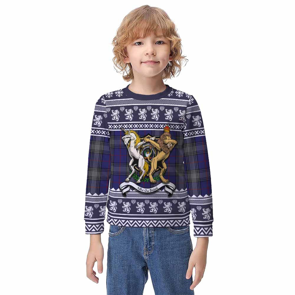 Kinnaird Clan Tartan Crest Christmas Kid Ugly Sweatshirt Coat of Arms Funny Style - Tartan Vibes Clothing