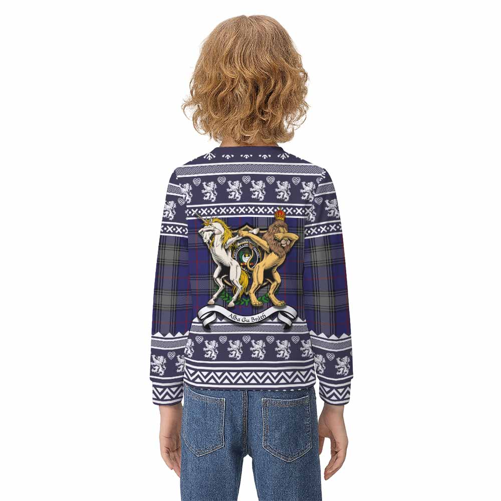 Kinnaird Clan Tartan Crest Christmas Kid Ugly Sweatshirt Coat of Arms Funny Style - Tartan Vibes Clothing