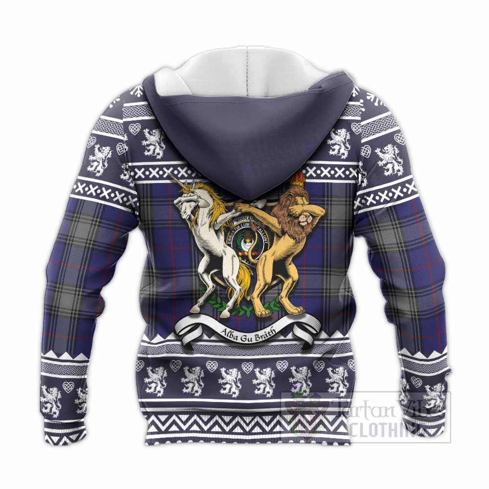 Kinnaird Clan Tartan Crest Christmas Knitted Hoodie Coat of Arms Funny Style - Tartan Vibes Clothing