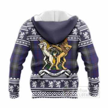 Kinnaird Clan Tartan Crest Christmas Knitted Hoodie Coat of Arms Funny Style